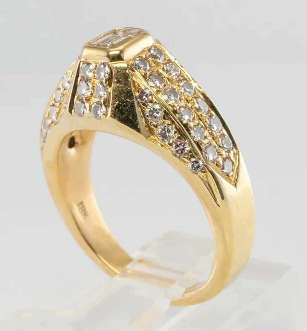 Natural Diamond Ring 18K Gold Band Geometric Ring… - image 11