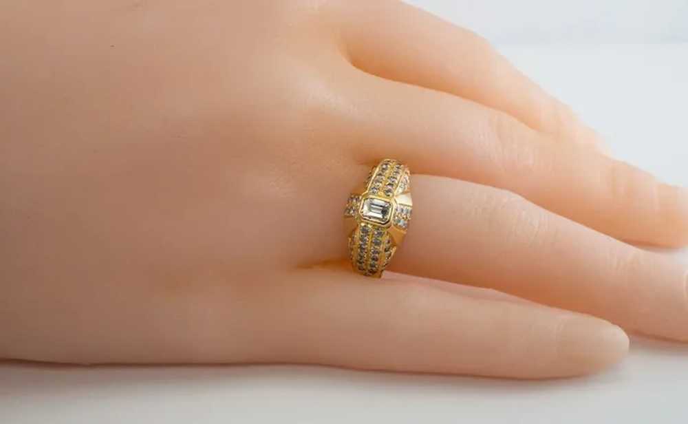 Natural Diamond Ring 18K Gold Band Geometric Ring… - image 3