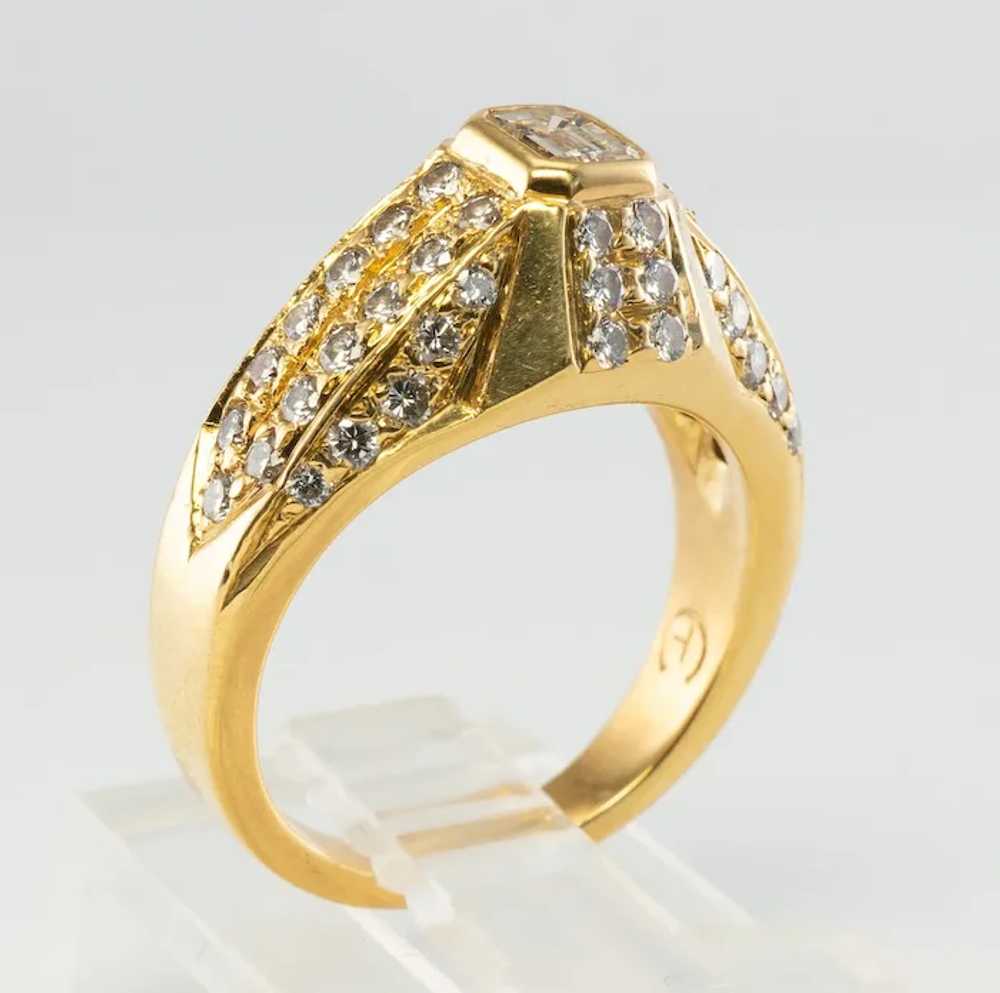 Natural Diamond Ring 18K Gold Band Geometric Ring… - image 9