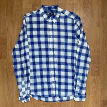 H&M H&M Men’s Checkered Blue Button Up Shirt Size… - image 1