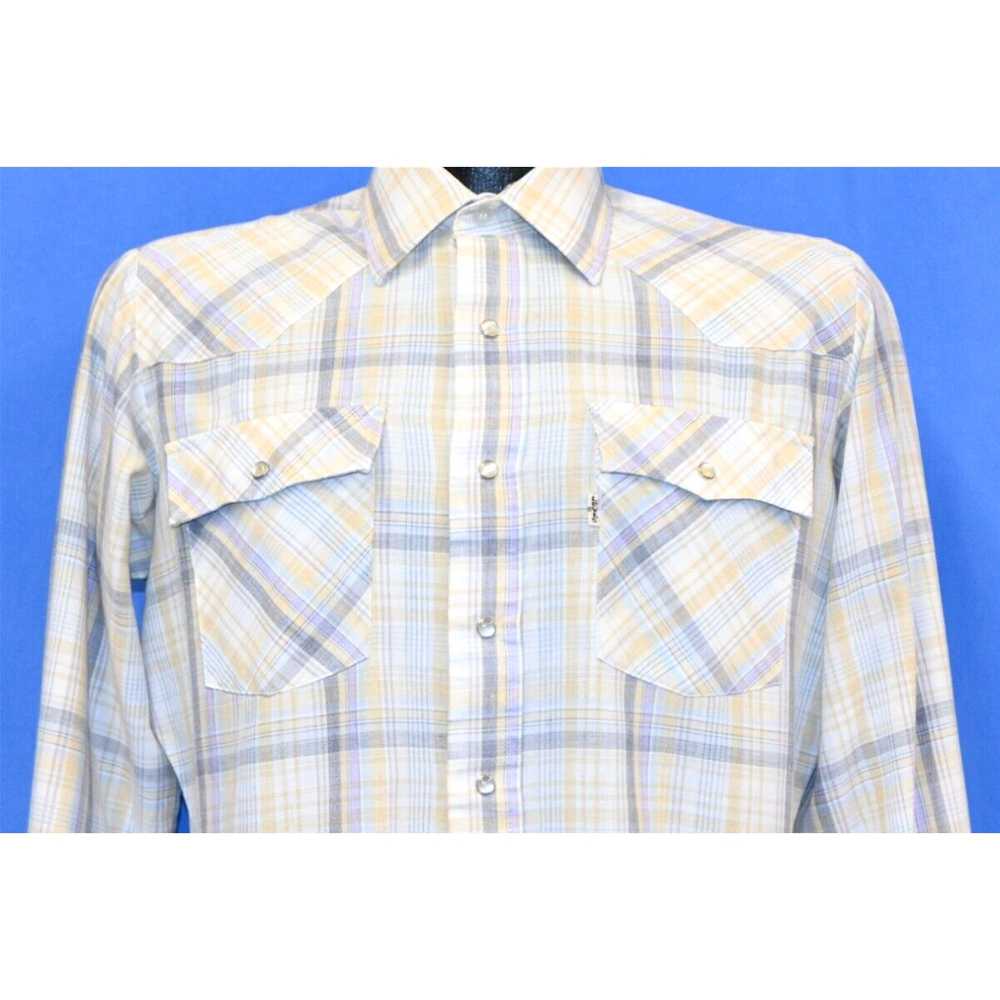 Blend vintage 90s LEVIS YELLOW BLUE PLAID TRI BLE… - image 1