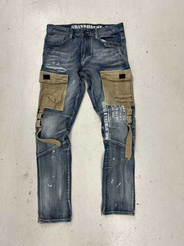 Designer Grindhouse Distressed Khaki Cargo Denim J