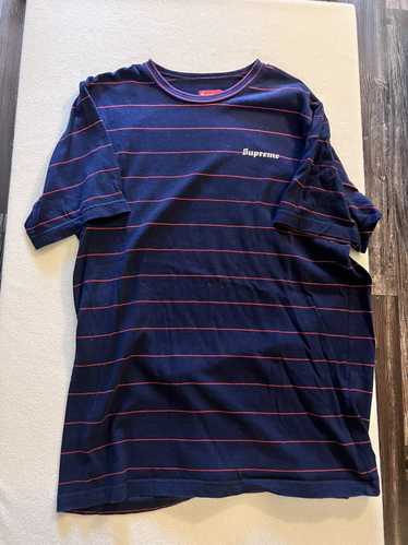 Supreme supreme navy blue striped t shirt