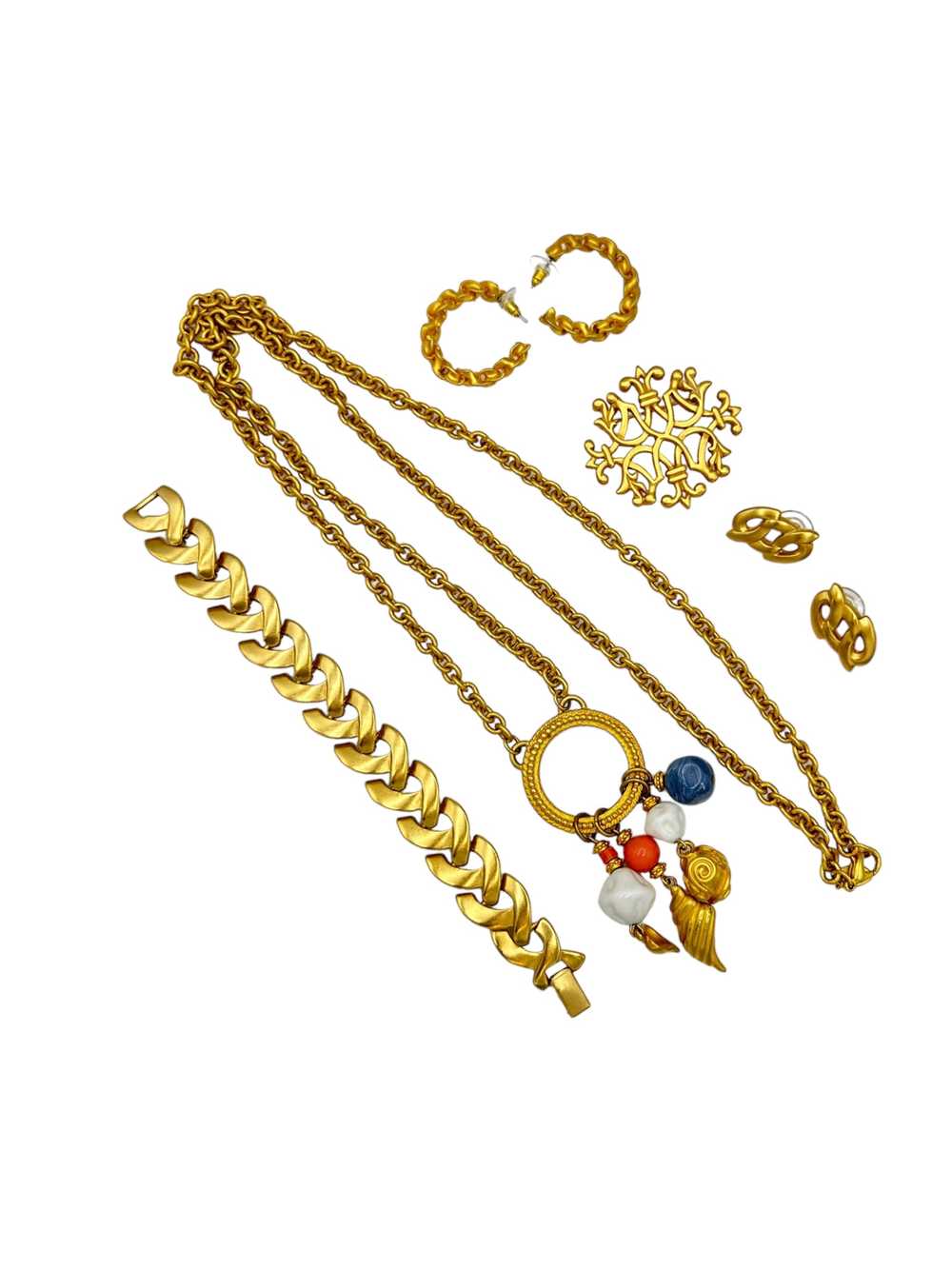 Classic Matt Gold Layering Charm Chain Vintage Je… - image 6