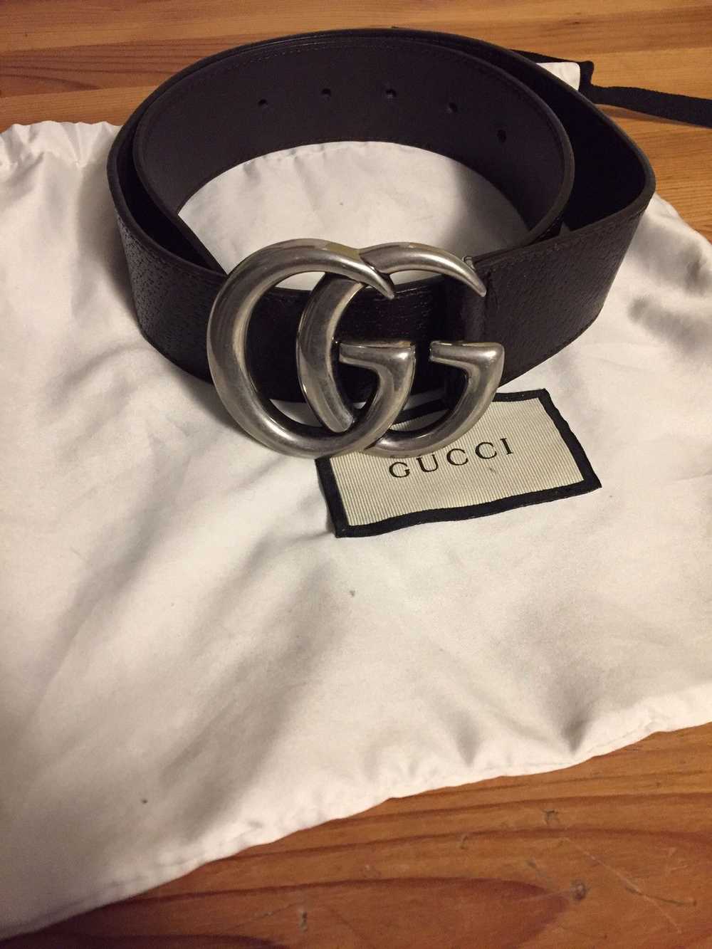 Gucci Double G brown Gucci belt silver buckle - image 1