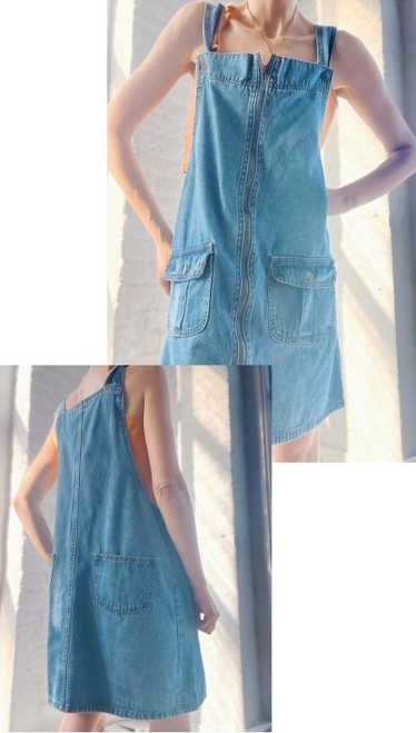 90s denim pinafore mini dress