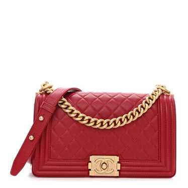 CHANEL Lambskin Quilted Medium Boy Flap Dark Red - image 1