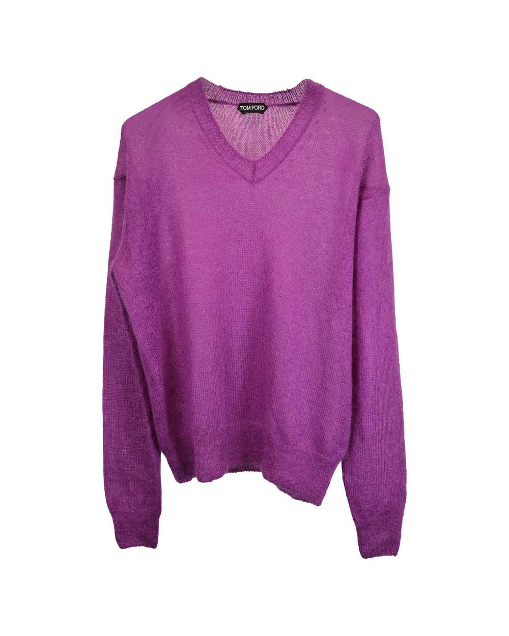 Tom Ford Purple Mohair Blend V-Neck Sweater with … - image 1