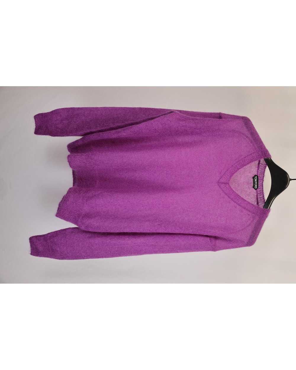 Tom Ford Purple Mohair Blend V-Neck Sweater with … - image 2