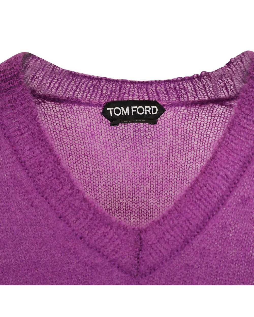 Tom Ford Purple Mohair Blend V-Neck Sweater with … - image 3