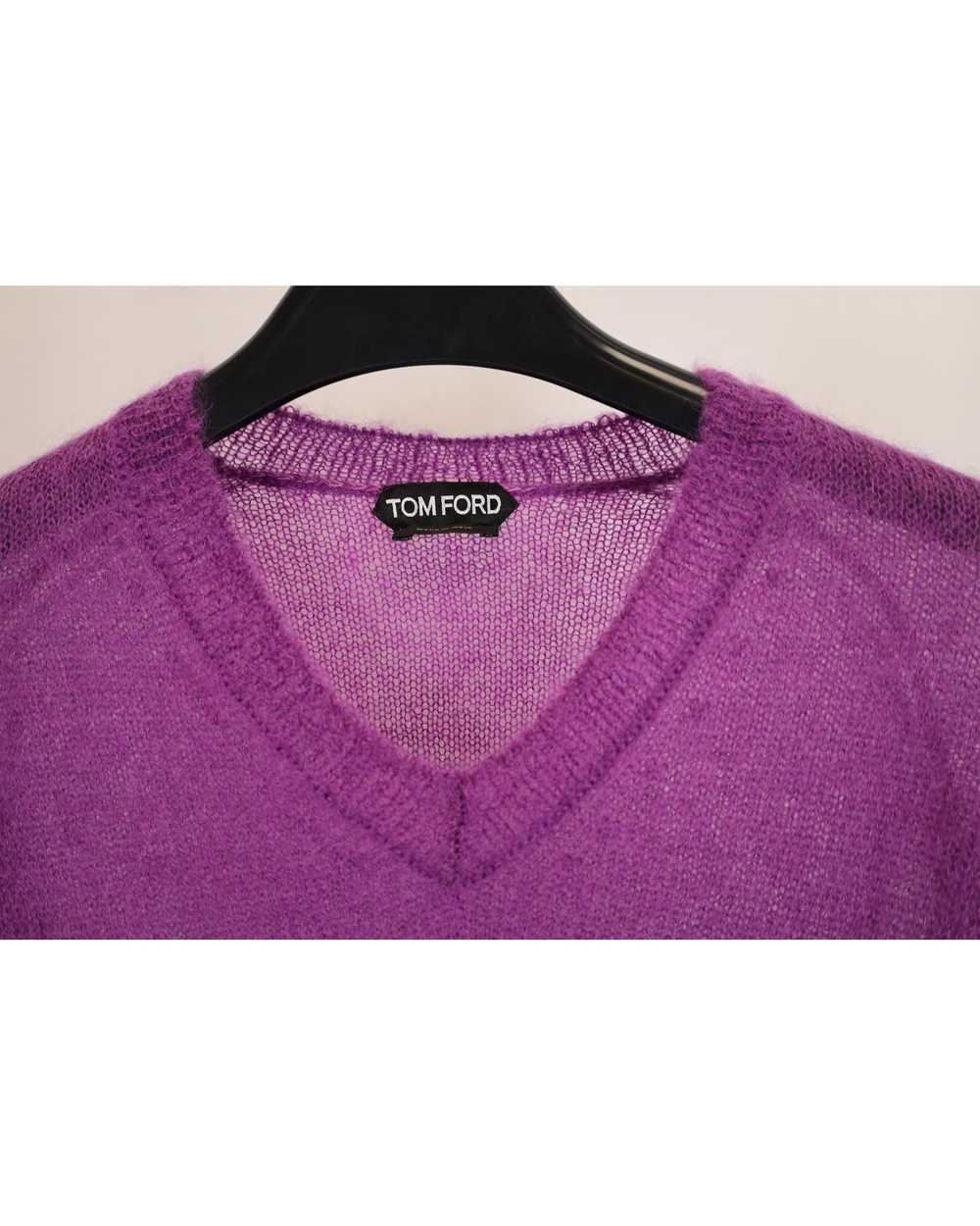 Tom Ford Purple Mohair Blend V-Neck Sweater with … - image 4