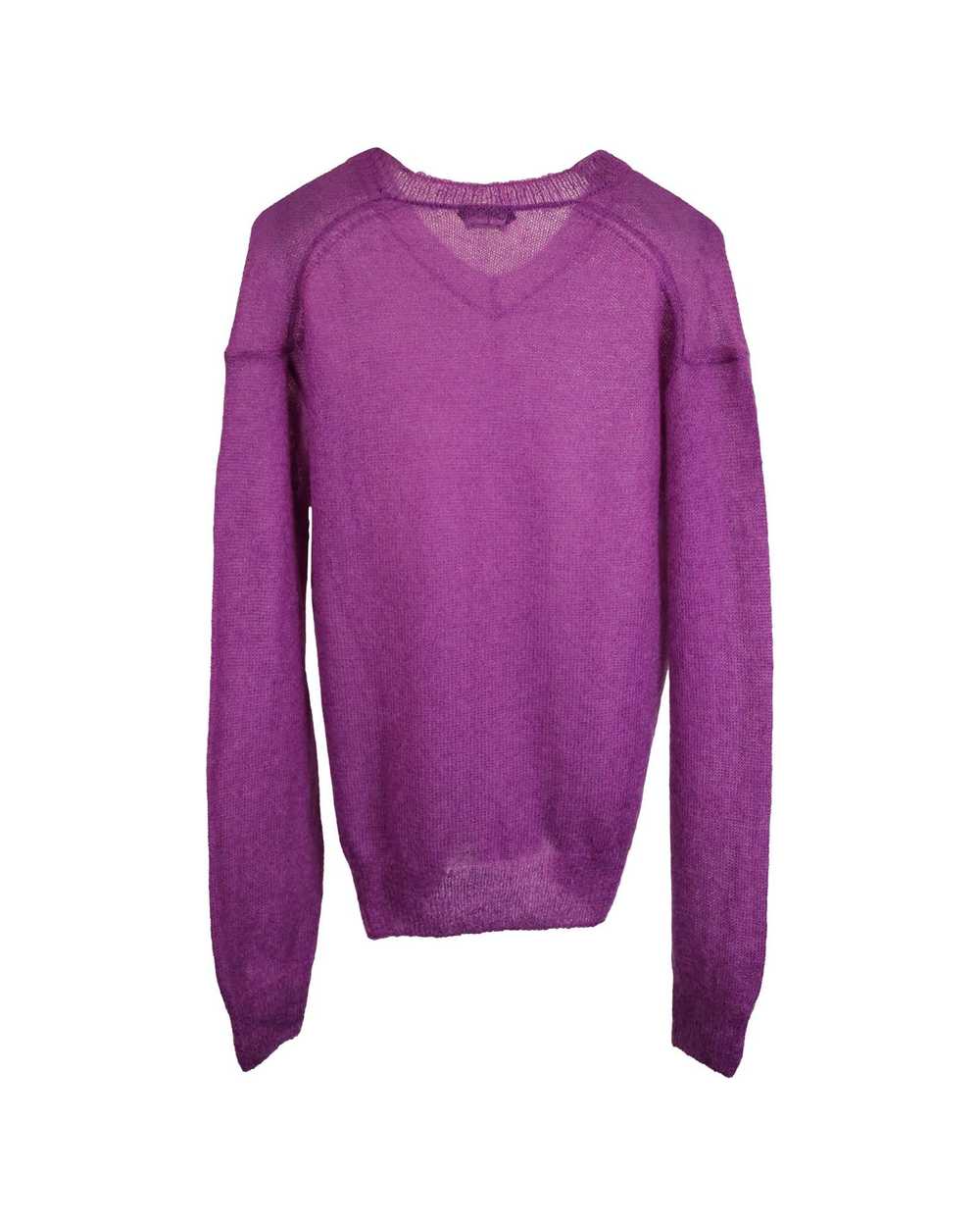 Tom Ford Purple Mohair Blend V-Neck Sweater with … - image 5