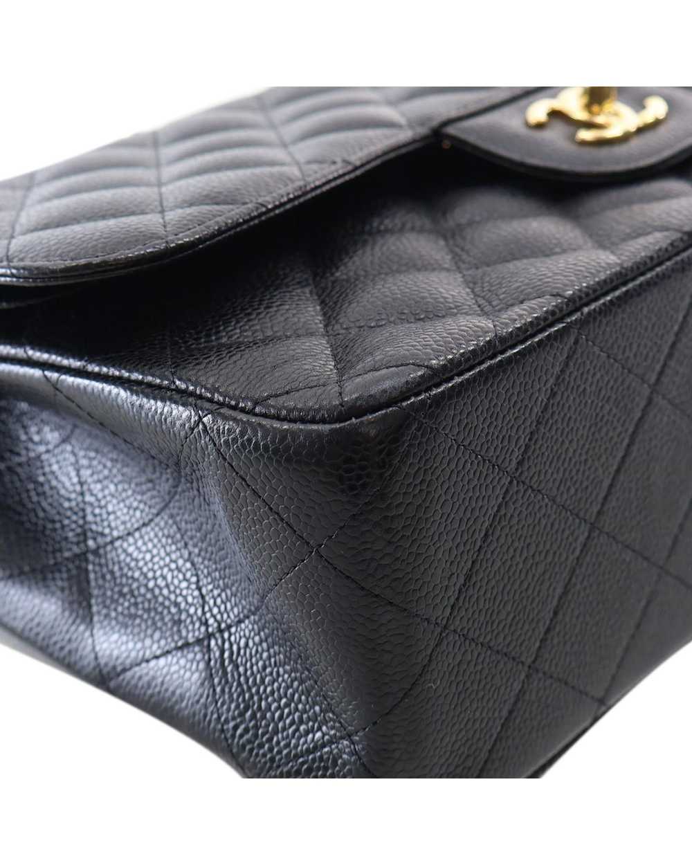 Chanel Quilted Leather Double Flap Shoulder Bag w… - image 10