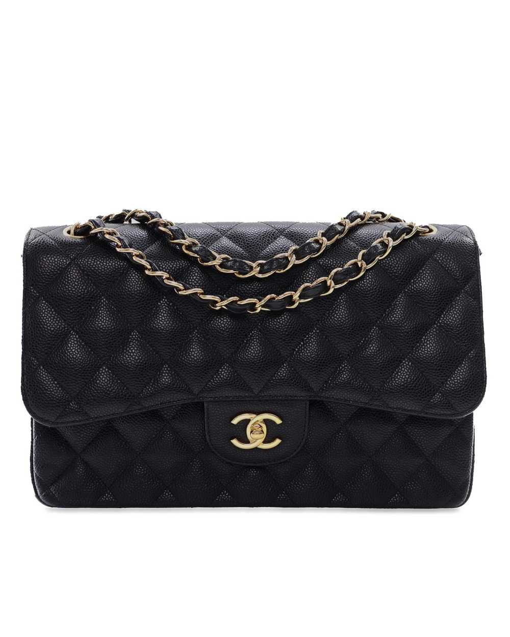 Chanel Quilted Leather Double Flap Shoulder Bag w… - image 1