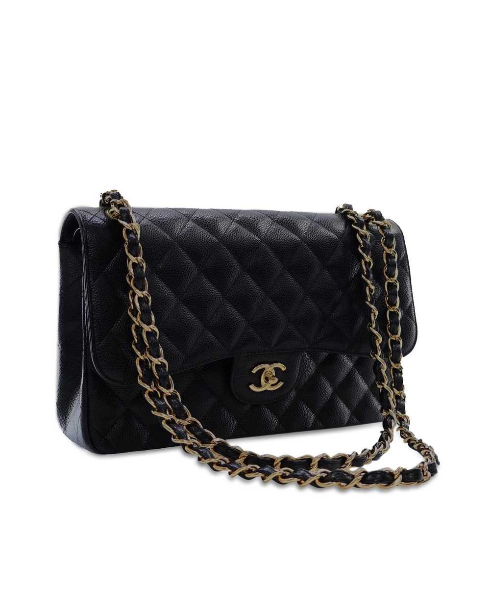 Chanel Quilted Leather Double Flap Shoulder Bag w… - image 2