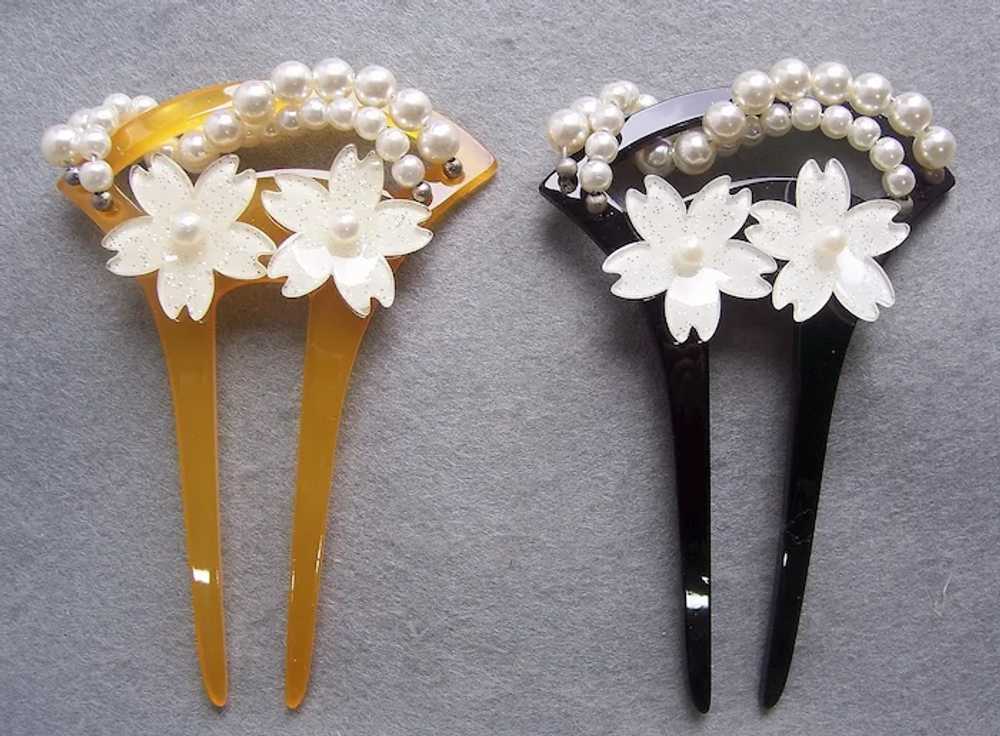 Two Vintage Japanese hair comb kanzashi hair acce… - image 2