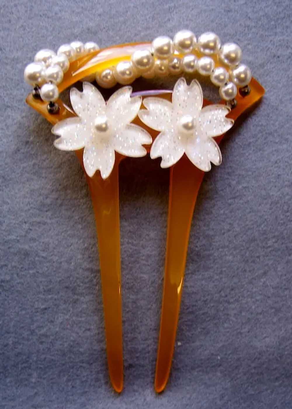 Two Vintage Japanese hair comb kanzashi hair acce… - image 7