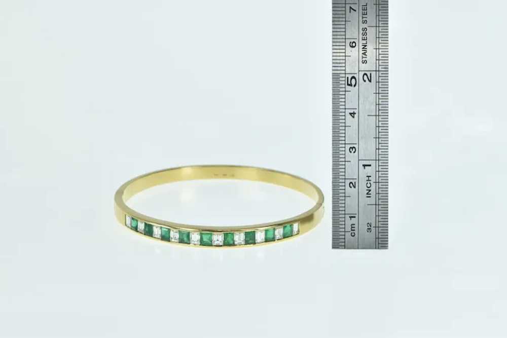 18K 3.90 Ctw Emerald Diamond Vintage Oval Bangle … - image 4