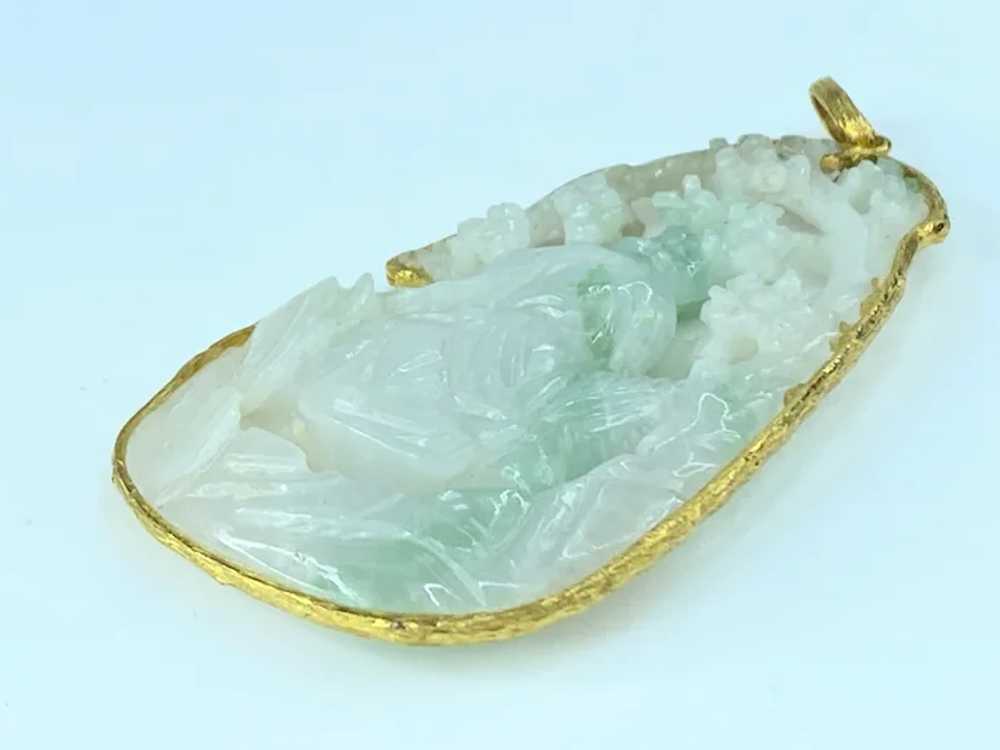 Vintage hand carved Jade custom made 14K pendant - image 3