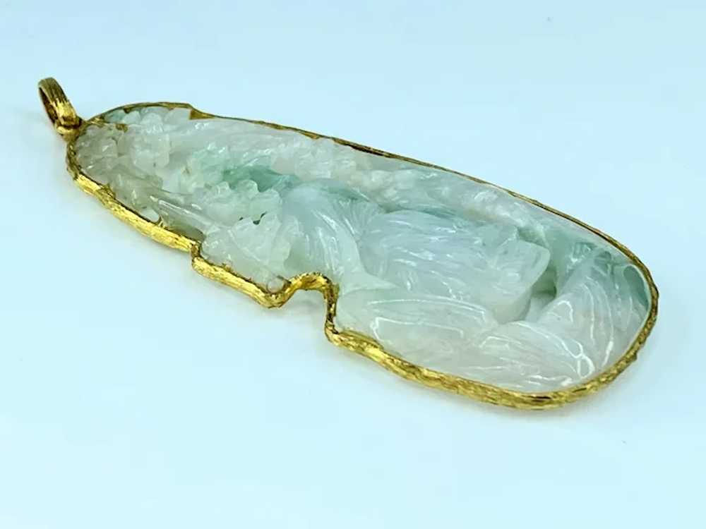 Vintage hand carved Jade custom made 14K pendant - image 4