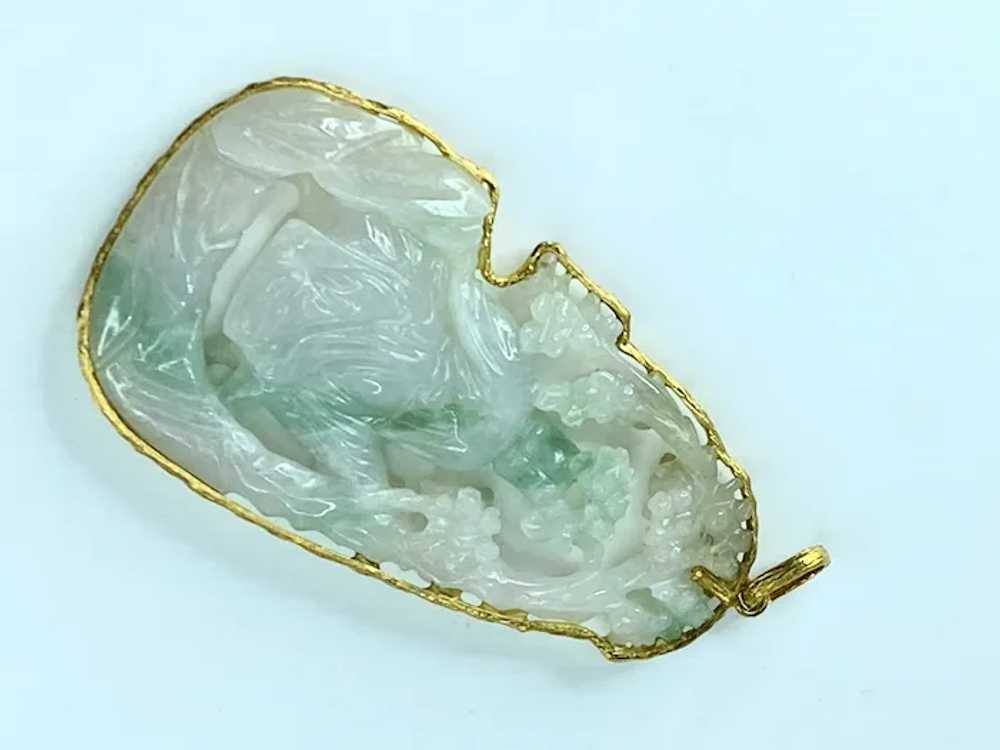 Vintage hand carved Jade custom made 14K pendant - image 5