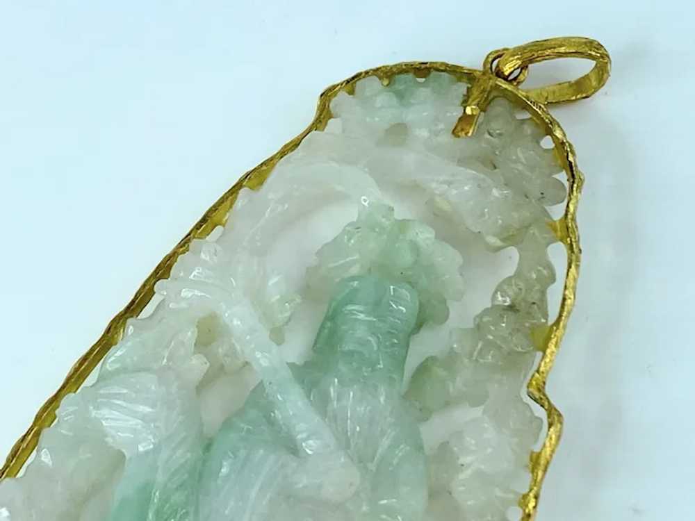 Vintage hand carved Jade custom made 14K pendant - image 6