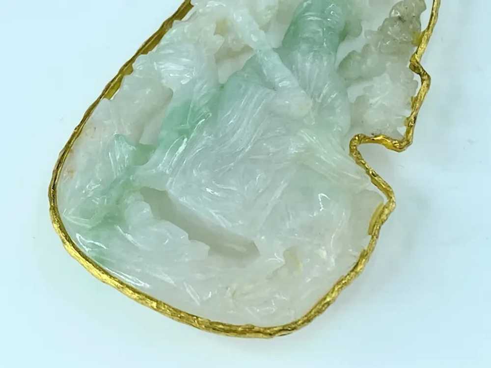 Vintage hand carved Jade custom made 14K pendant - image 7