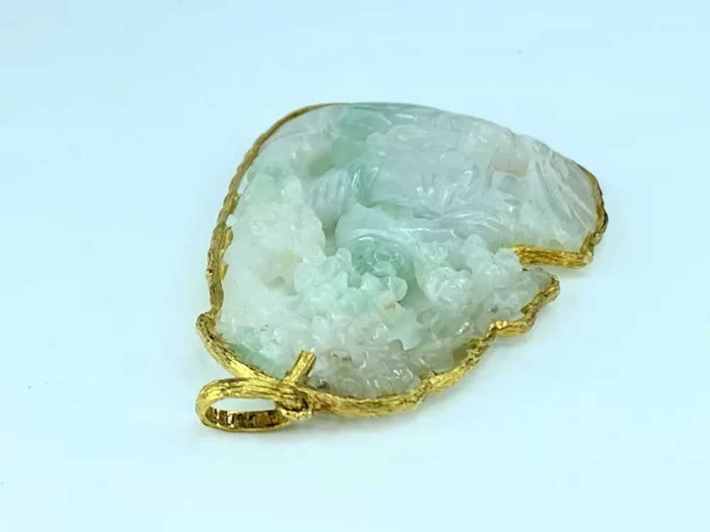 Vintage hand carved Jade custom made 14K pendant - image 8