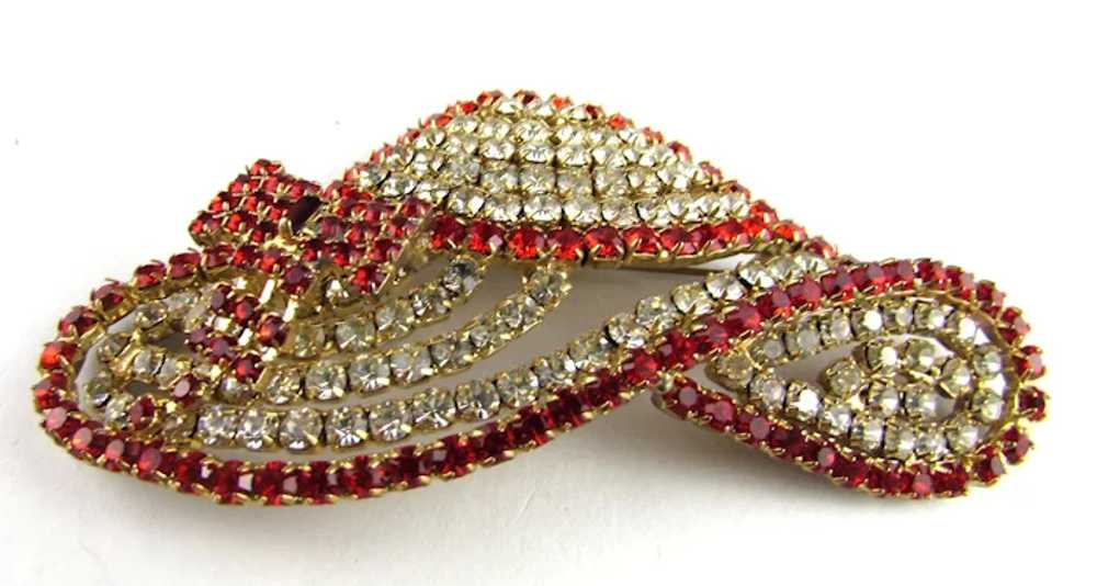 Fancy Hat in Red and Clear Crystals Pin - image 2