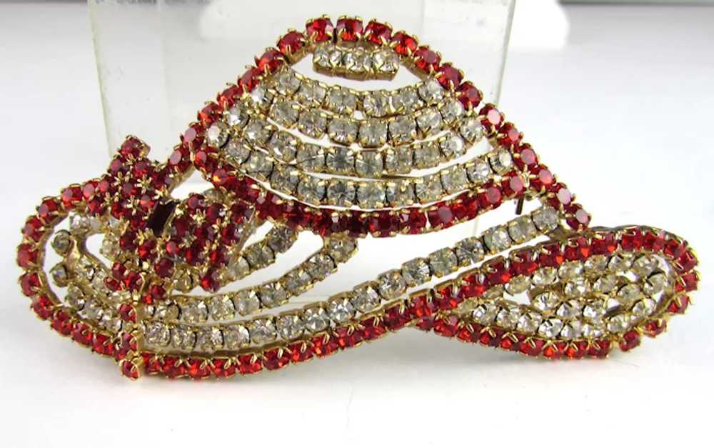 Fancy Hat in Red and Clear Crystals Pin - image 6