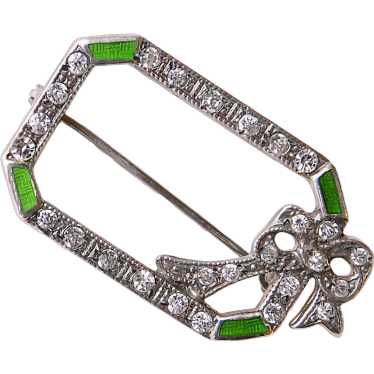 Gorgeous ART DECO Sterling Enamel & Paste Rhinest… - image 1