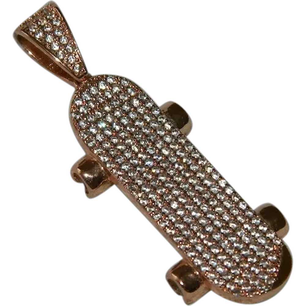 Sparkling Rose Gold Pave' Set Crystal Skateboard … - image 1