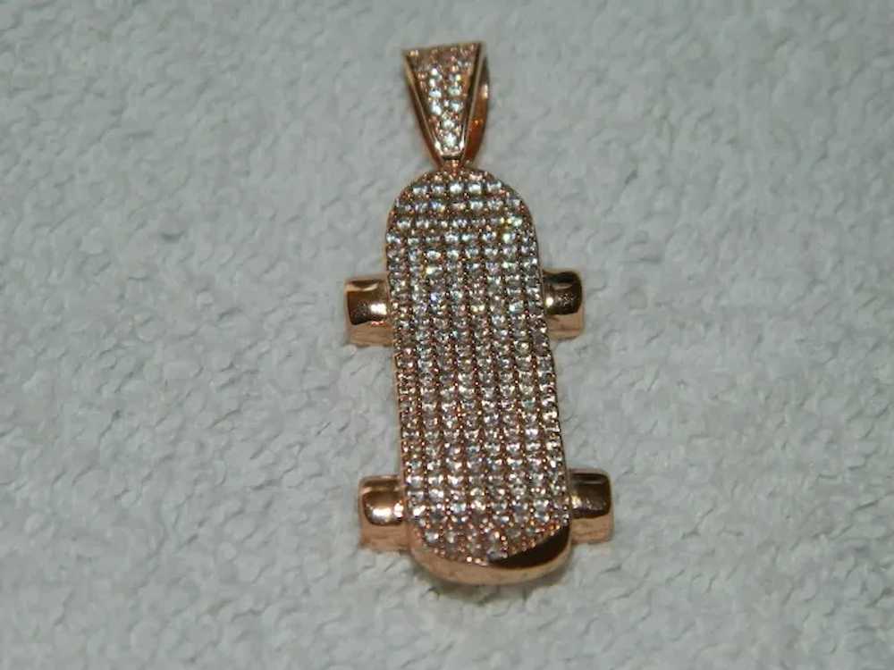 Sparkling Rose Gold Pave' Set Crystal Skateboard … - image 2