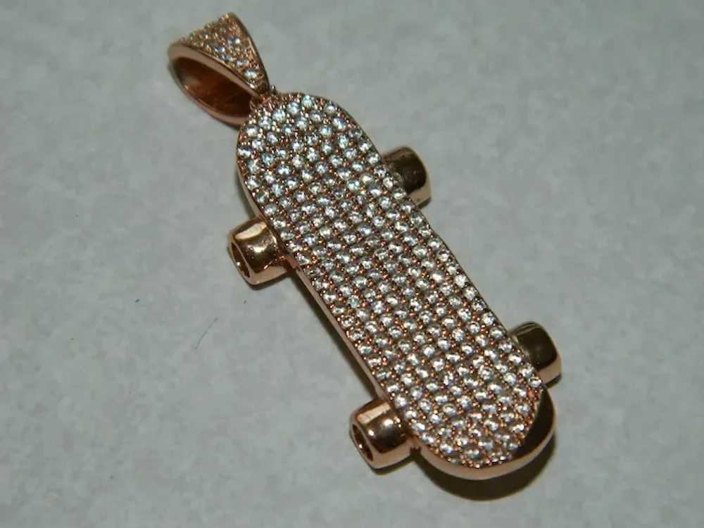 Sparkling Rose Gold Pave' Set Crystal Skateboard … - image 3