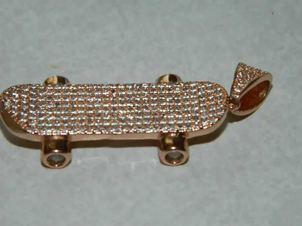 Sparkling Rose Gold Pave' Set Crystal Skateboard … - image 4