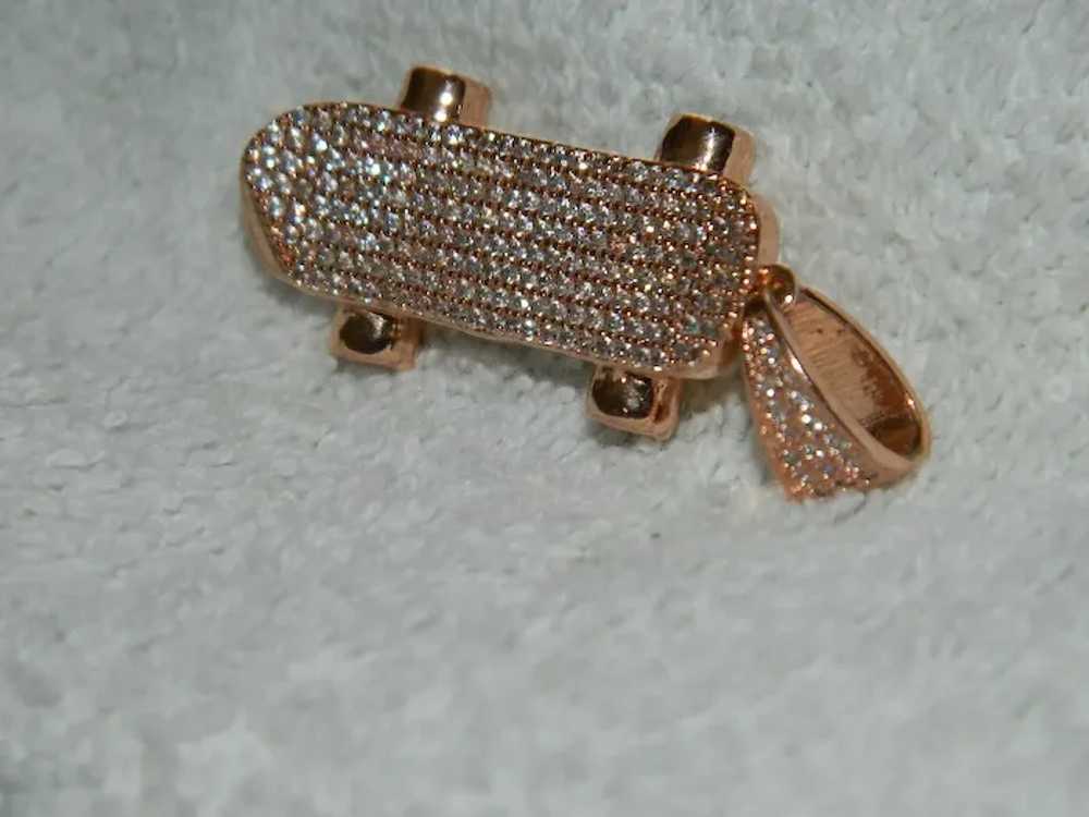 Sparkling Rose Gold Pave' Set Crystal Skateboard … - image 5