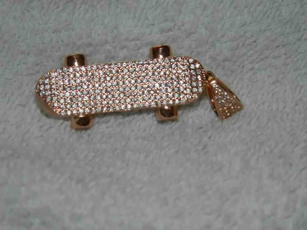 Sparkling Rose Gold Pave' Set Crystal Skateboard … - image 6