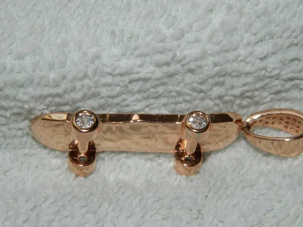 Sparkling Rose Gold Pave' Set Crystal Skateboard … - image 7