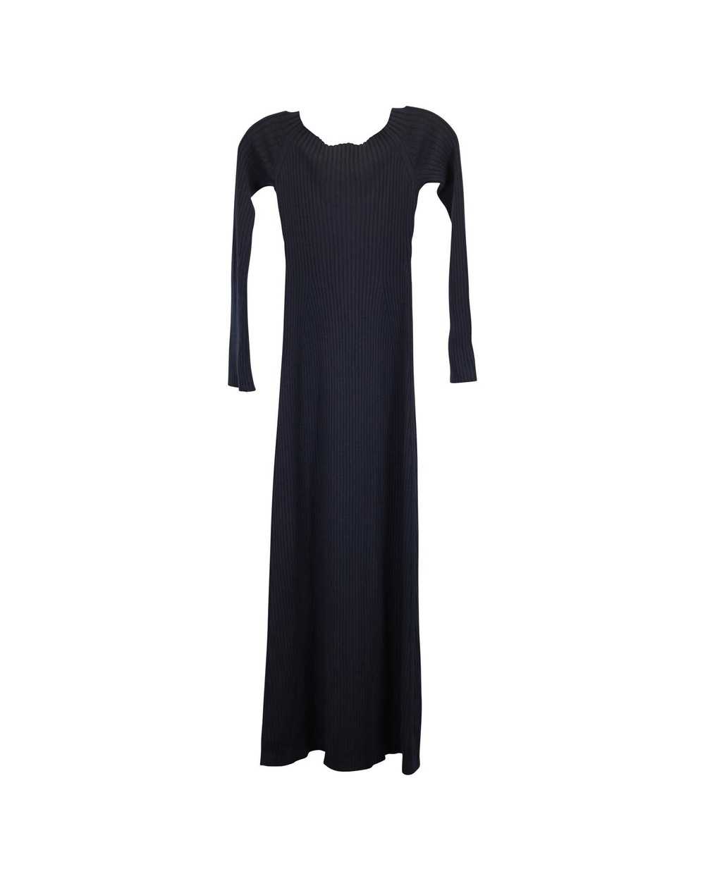 Chloe Navy Blue Ribbed Knit Wool Dress - image 5