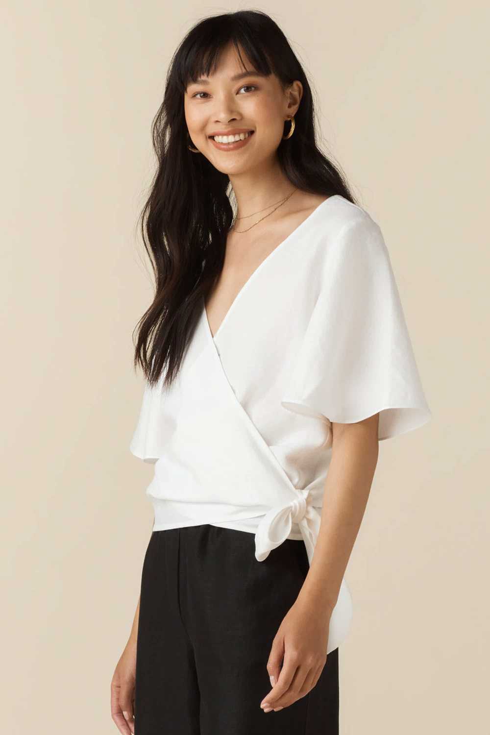 VETTA The Flutter Sleeve Wrap Top - image 1