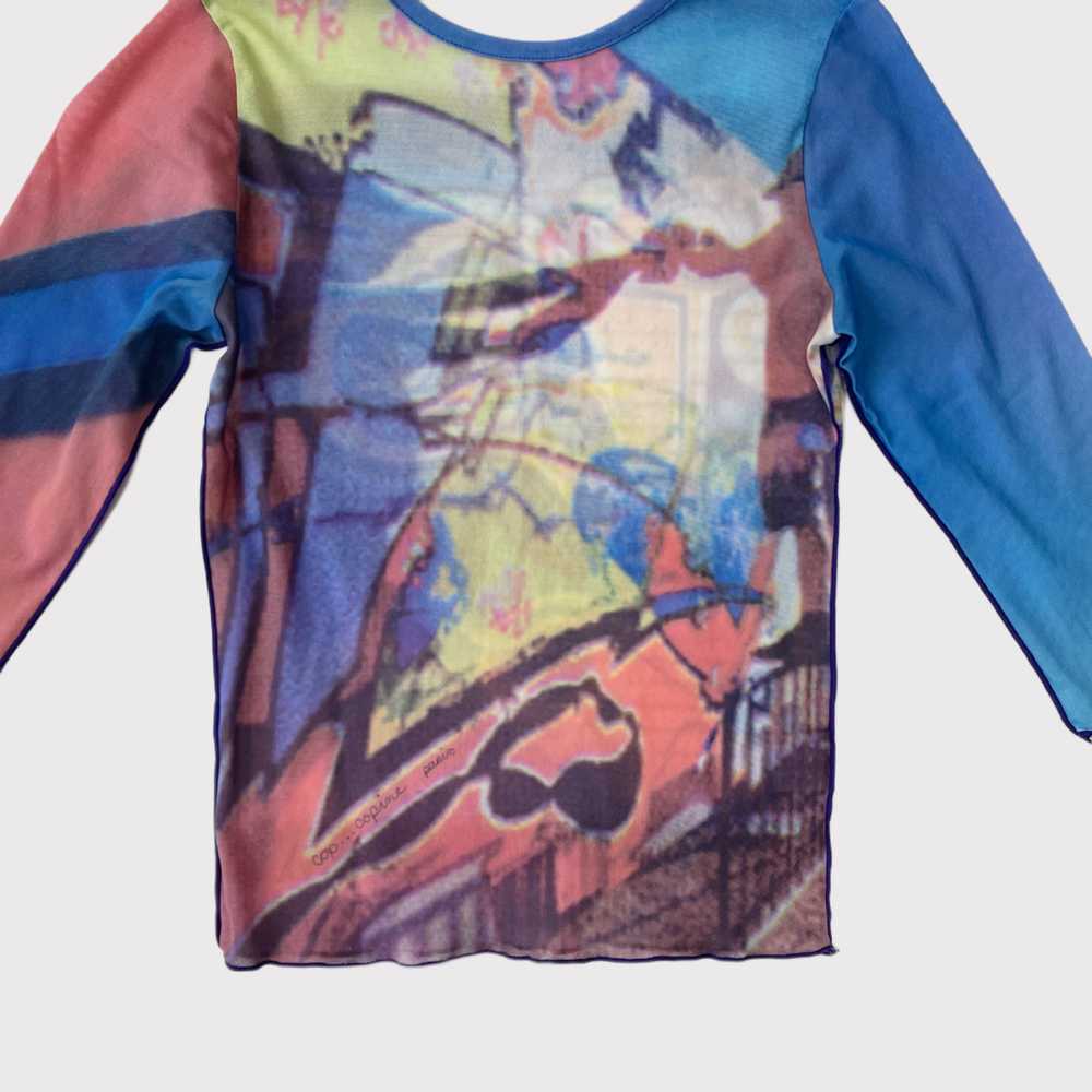 Cop Copine blue/multicolor graffiti graphic top - image 3