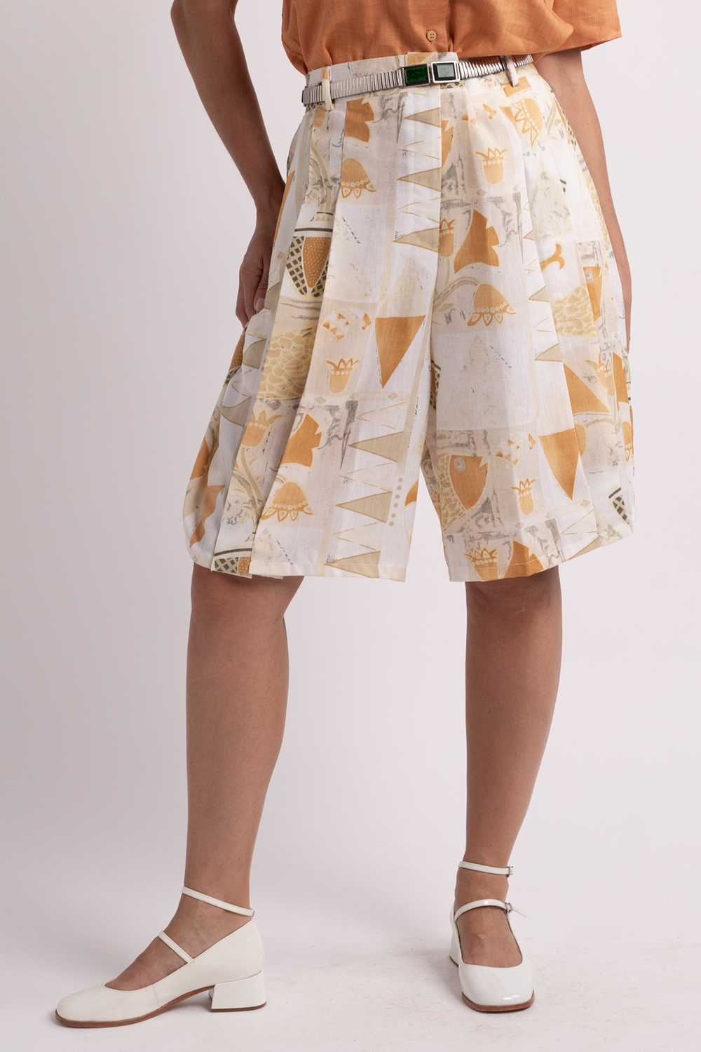 White Patterned Oversized Shorts - image 1