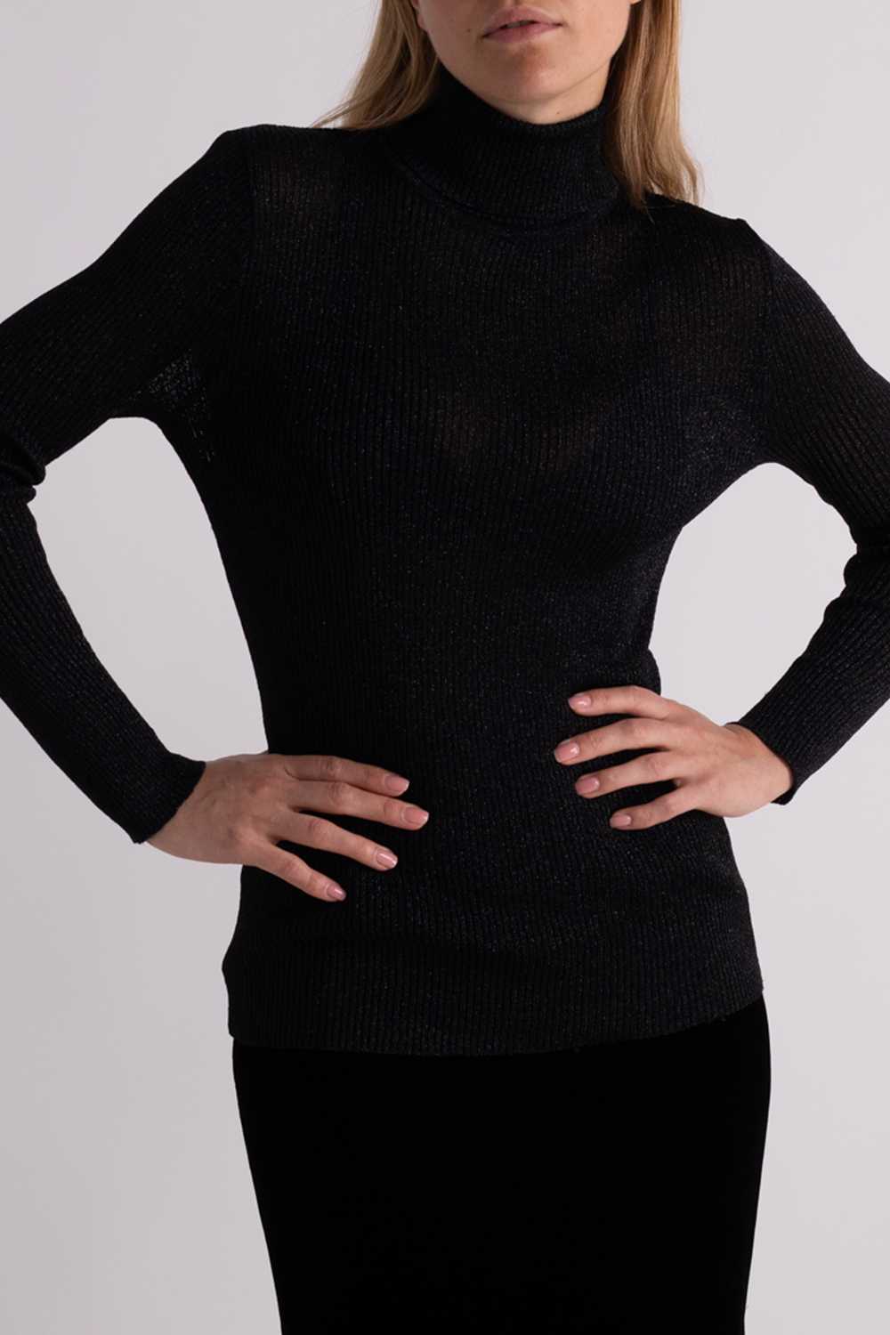 Sparkly Black Long Sleeve Turtle Neck Top - image 1