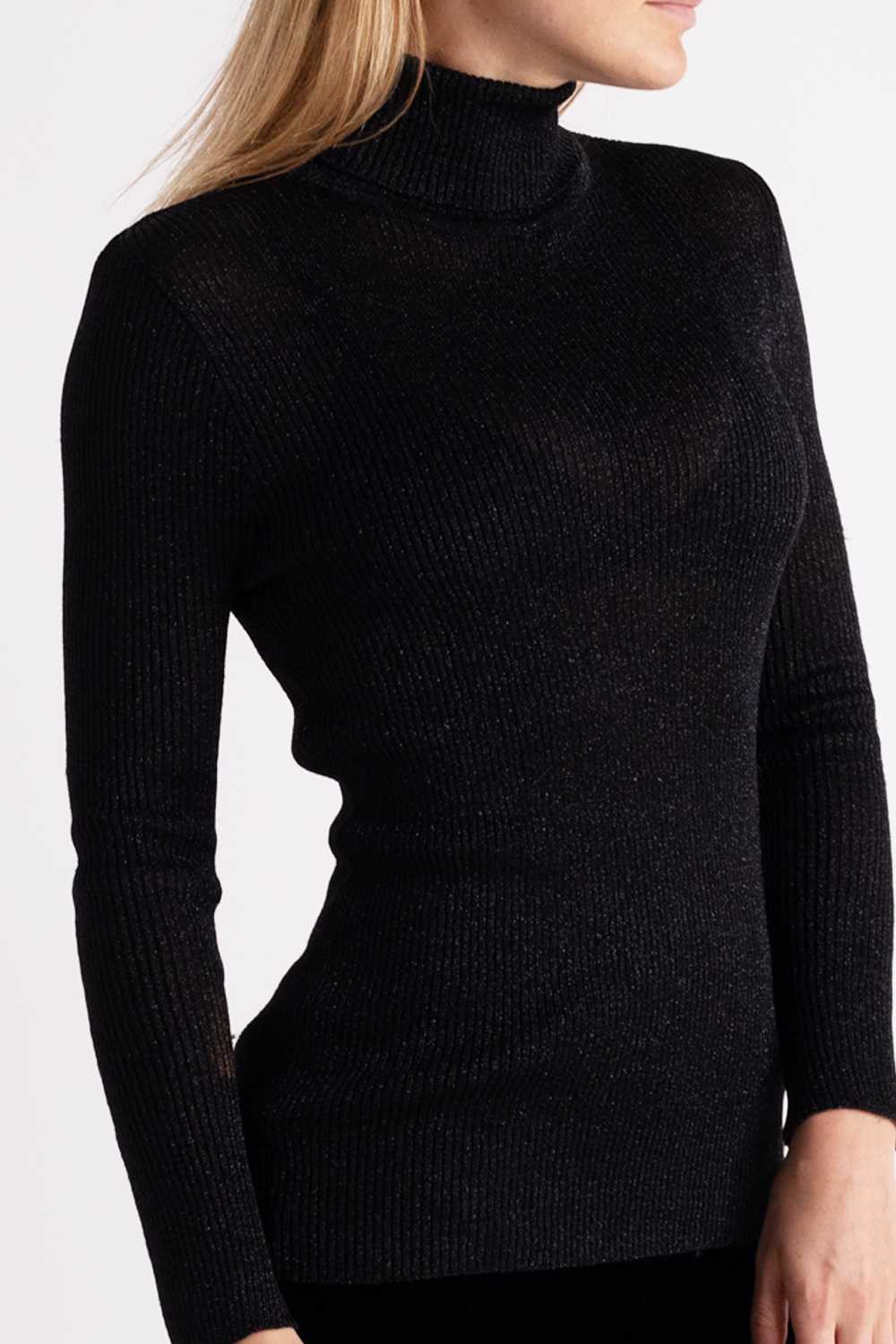 Sparkly Black Long Sleeve Turtle Neck Top - image 2