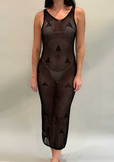Black Crochet Maxi Tank Dress