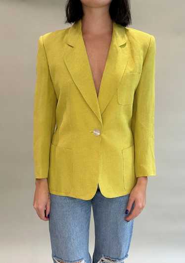 Vintage Lime Green Linen Blazer - image 1