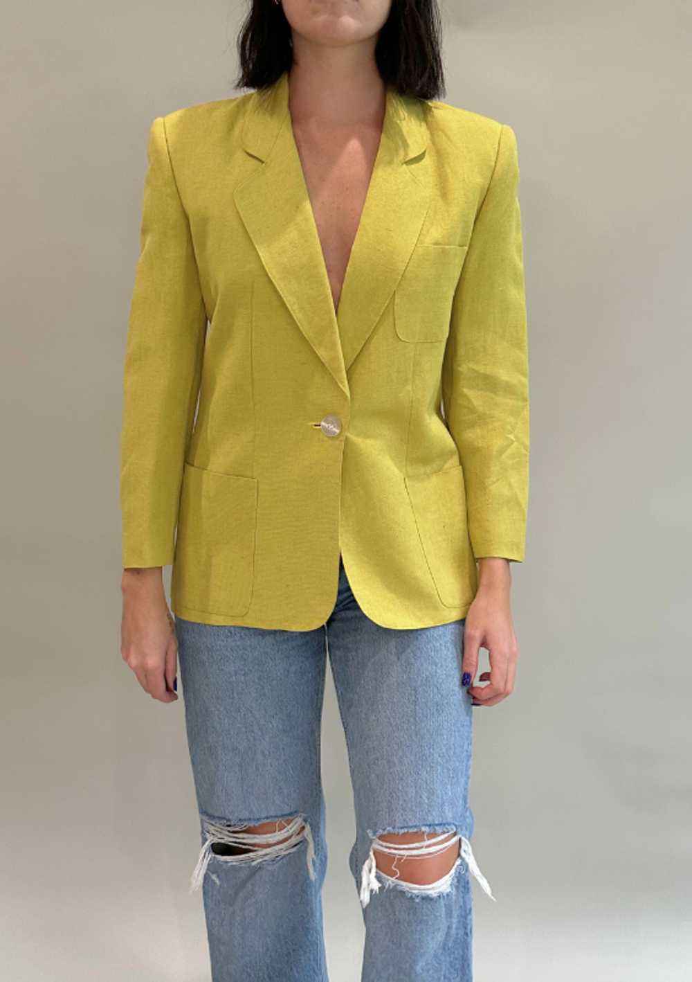 Vintage Lime Green Linen Blazer - image 2