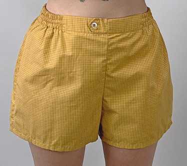 Vintage Cabana Shorts 50s 60s Yellow Windowpane M… - image 1