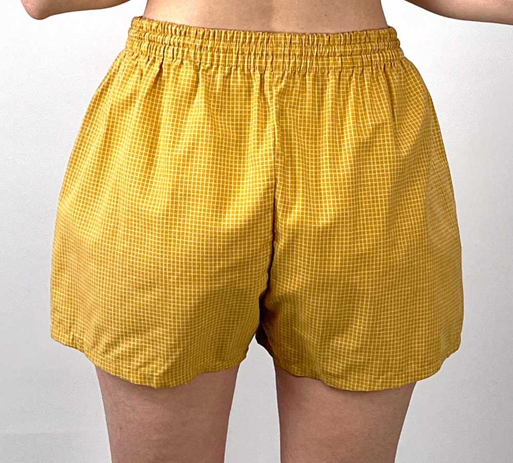 Vintage Cabana Shorts 50s 60s Yellow Windowpane M… - image 2