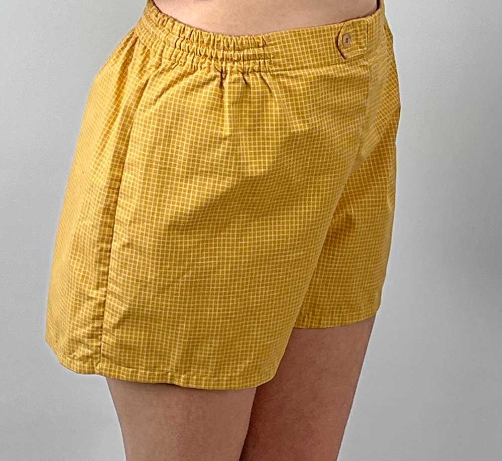 Vintage Cabana Shorts 50s 60s Yellow Windowpane M… - image 3